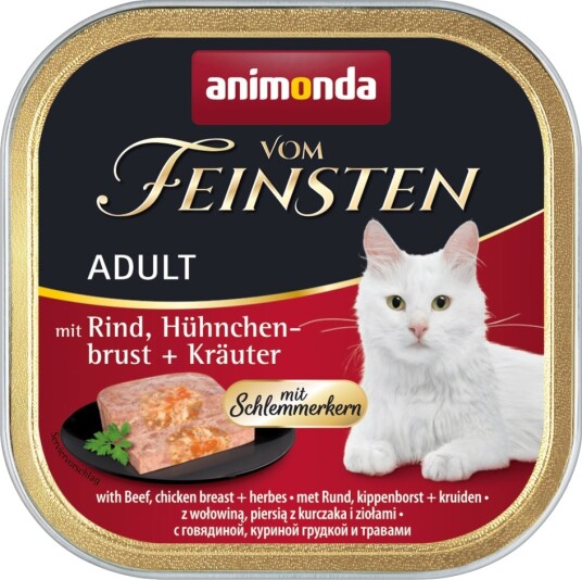 Animonda Vom Feinsten Våtfôr Adult Nytelseskjerne Med Kyllingbryst Og Urter Storfe 32 X 100 G