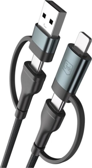 3mk Hyper Cable N-SERIES 60W USB-A/USB-C 1,2 m Svart