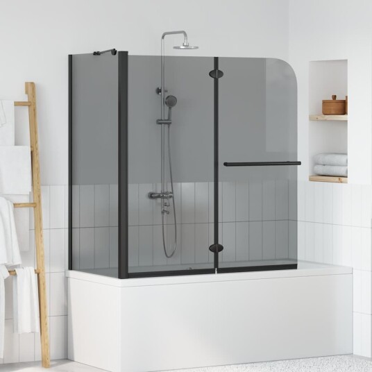 Bi-Folding Dusjinnhegning Mørk Transparent 120 x 67 x 129 cm