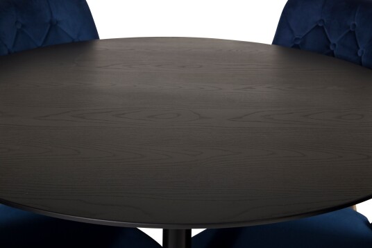 Venture Home Dipp Spisegruppe 115 cm Rund med 4 Velvet Stoler Sort