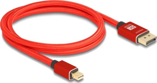 Delock Displayport Kabel Mini Displayport Hann Til Displayport Hann Displayport 1.4 1 M 8K 60Hz Støtte Rød