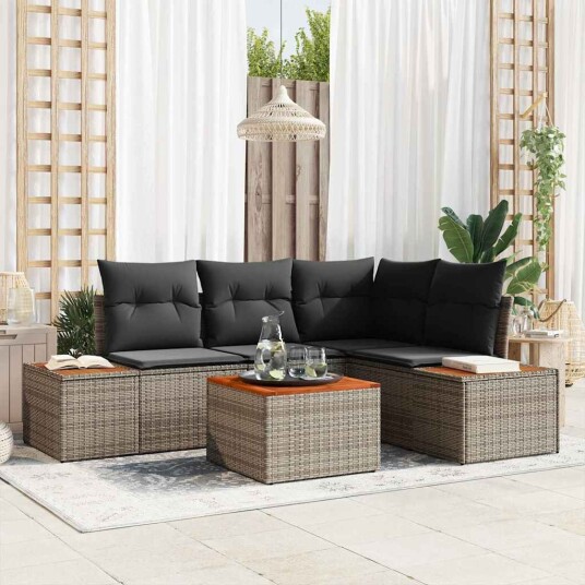 vidaXL Hagesofa Set 4 stk. 4-Antall seter Grå Polyrattan