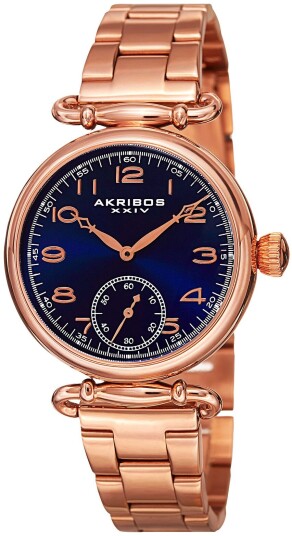 Akribos XXIV Dameklokke AK806RGBU Blå/Rose gulltonet stål Ø34 mm