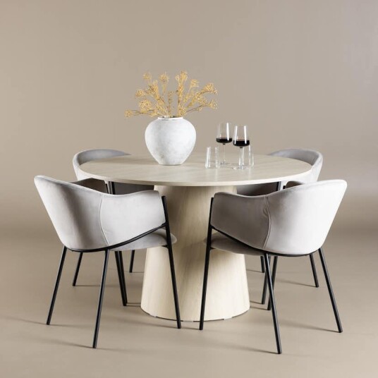 Spisegruppe Venture Home Lanzo Ø120 med 4 stk Evelina Stoler