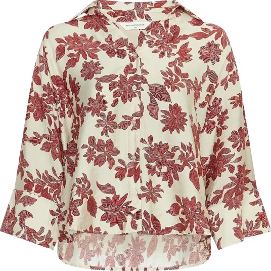 MSCH Copenhagen Mschvildana 3/4 Shirt Aop   Red   L/XL