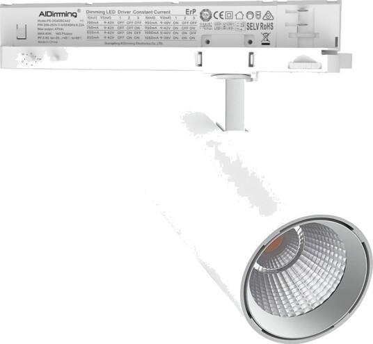 Ledlife 30W 3 faset dimbar RA92 PRO CCT skinnespot   120lm/w justerbar CCT + lysstyrke 3900lm flicker free   Dimbar : Dimmer innebygd Kulør : CCT Varm til Kald Hvit Spredning : 38°