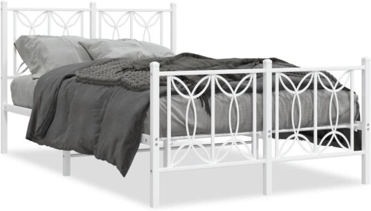 Sengeramme i metall med hode- og fotgavl hvit 120x190 cm 8721102644559