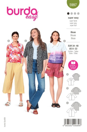 Burda 5997 - Skjorte EUR: 34-48, US: 8-22