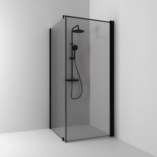 Svedbergs Skoga Kombi Rett Dusjhjørne Svart Matt / 90x70cm Røkfarget Glass