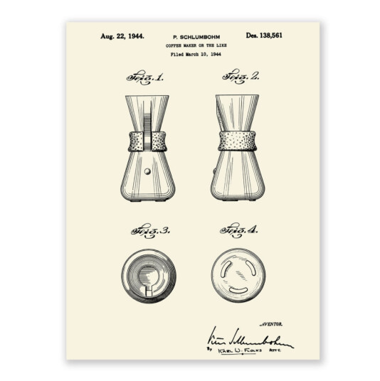 Chemex PP 3 Patent Poster – Coffeemaker 1944