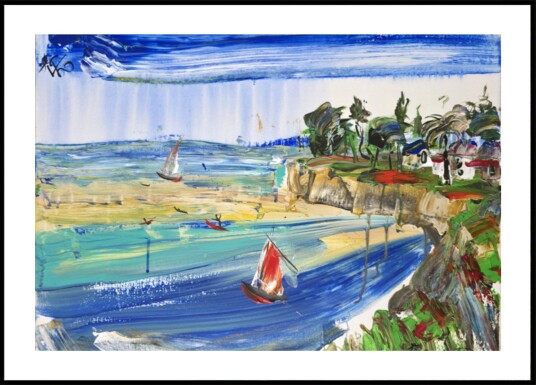 Vibrant Coastal Sailboats Plakat / 40x50 Vibrant Coastal Sailboats Plakat / 40x50