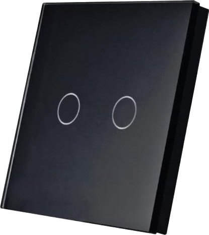 SmartWise Veggbryter Med Glassfront Og Touchpanel 2 Knapper Svart