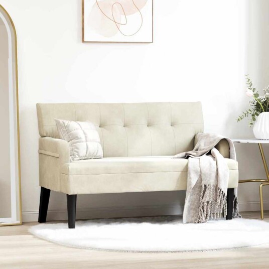 Chesterfield Benk Krem 112 x 65,5 x 75 cm Fløyel