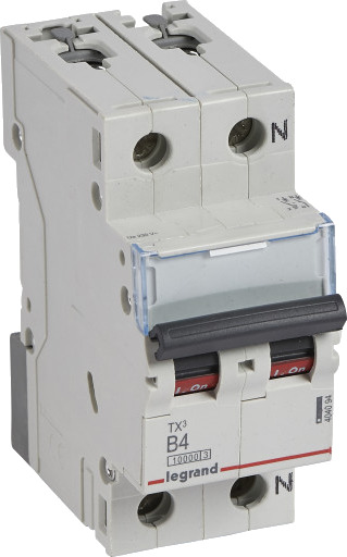 Legrand 5 stk TX³ MCB automatsikring B4 1P+N 2M 10/10kA