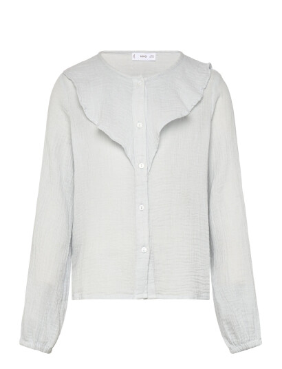 Mango Crinkled Ruffle Shirt Grey 10 Mango Crinkled Ruffle Shirt Grey 10