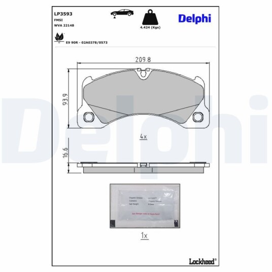 Bremseklosser DELPHI LP3593 Bremseklosser DELPHI LP3593