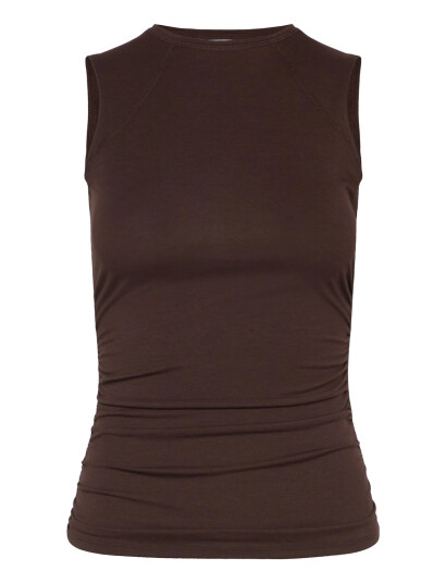 Monki Rushed Side Top - Brown - XS