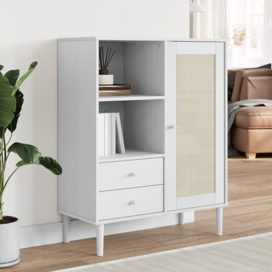 vidaXL Skjenk SENJA rotting utseende hvit 90x40x112 cm heltre furu