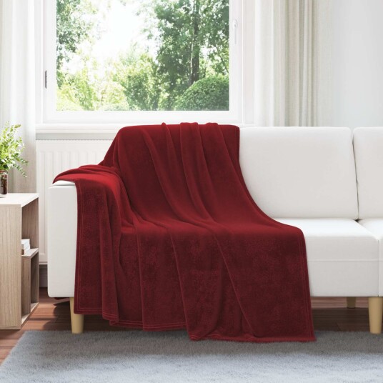 vidaXL Kastteppe Bordeaux Rød 150 x 200 cm Fleece