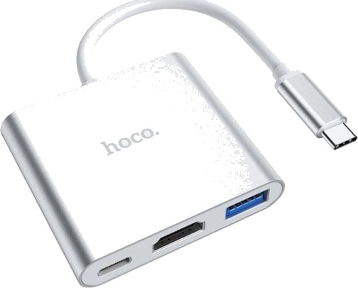 Hoco Hub Hb14 Usb C Adapter Type C Til Usb3.0 + Hdmi + Power Delivery Pd67w