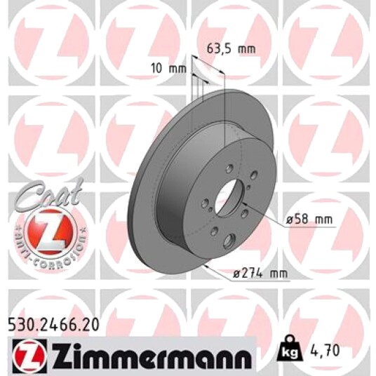 Bremseskive ZIMMERMANN 530.2466.20