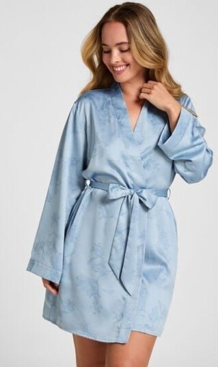 Hunkemöller Kimono Blomstermønster Blå