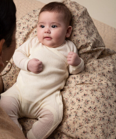 MarMar Rula newborn onesie wool pointelle – natural 74