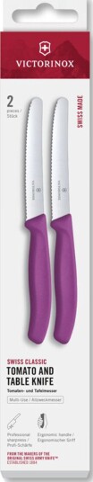 Victorinox Swiss Classic bølget tomat og bordkniv 11 cm 2 pakning lilla
