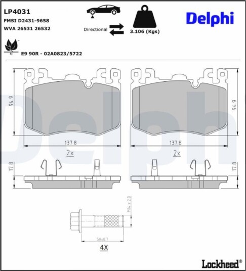 Bremseklosser DELPHI LP4031
