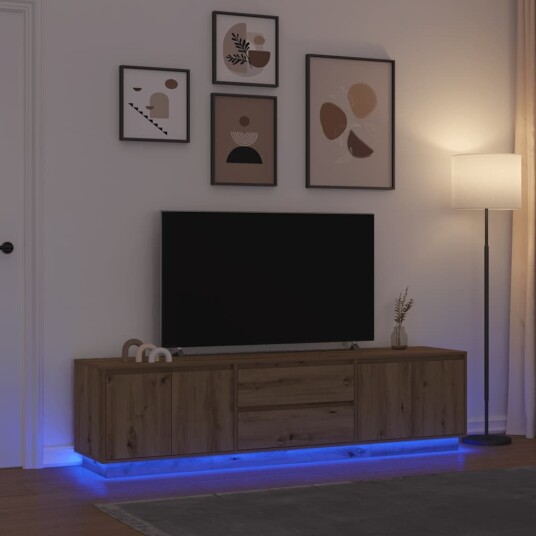 TV benk med LED lys artisan eik 193,5x41x50 cm TV benk med LED lys artisan eik 193,5x41x50 cm