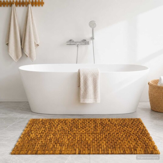 vidaXL Badematter Naturlig 105 x 160 cm Solid akasietre