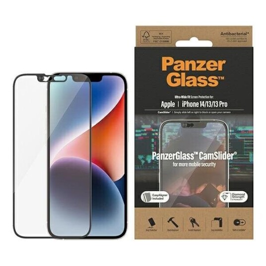 PanzerGlass CamSlider Screen Protector Apple iPhone 14 | 13 | 13 Pro | Ultra-Wide Fit w. EasyAlign