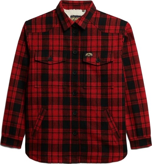 Superdry Borg Check Overshirt   RED CHECK   16