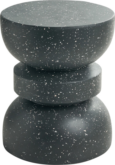 Sidebord utendørs Faliro 37 cm 37 cm terrazzoeffekt Svart