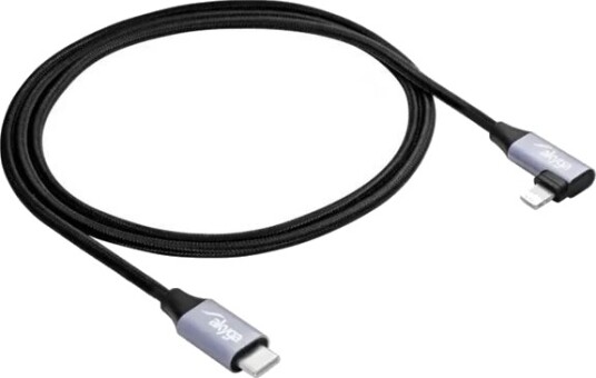 Akyga Lightning-Kabel Usb-C Hann Til Lightning Hann Vinklet 1 M Svart Opp Til 30 W Strømforsyningsstøtte Flettet