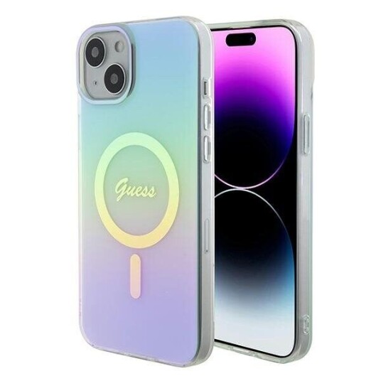 Guess Hardcase til iPhone 15 Plus 6,7" MagSafe Turkis Iridescent