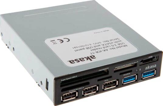 Akasa AK-ICR-17 USB minnekortleser med eSATA + USB panel 5 porter 3.5"