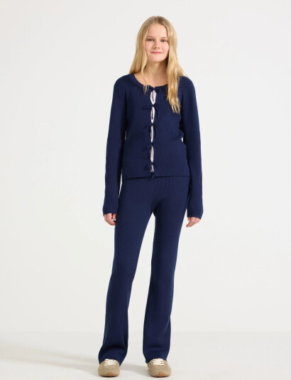 Lindex Trousers Knitted Rib Navy 158 Lindex Trousers Knitted Rib Navy 158