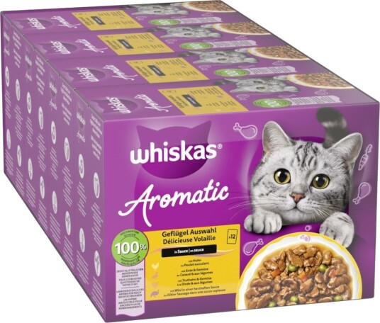 Whiskas Våtfôr 1+ Aromatic Selection Fjærkre I Saus 48 X 85 G Whiskas Våtfôr 1+ Aromatic Selection Fjærkre I Saus 48 X 85 G