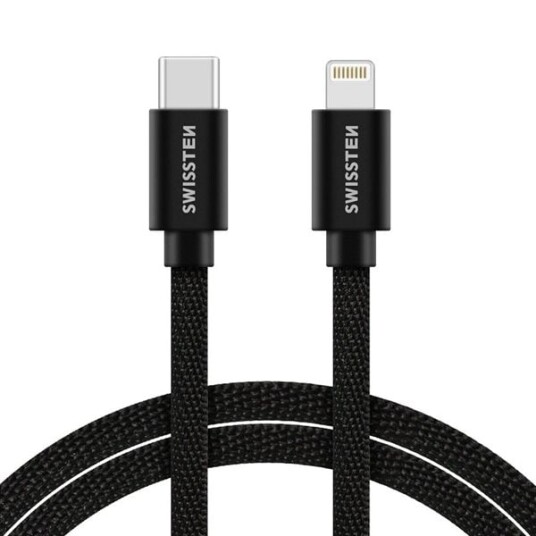 Swissten USB-C til Lightningkabel 1,2m Sort