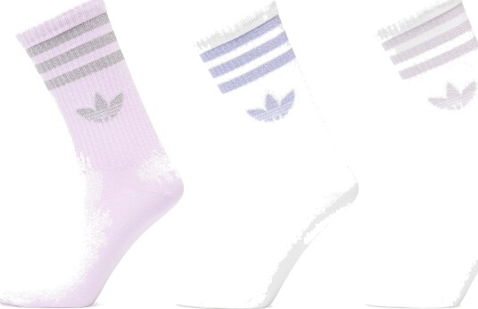 Sokker adidas 3 Stripes Glitter Crew Socks 3 Pack White/ Ice Lavender M
