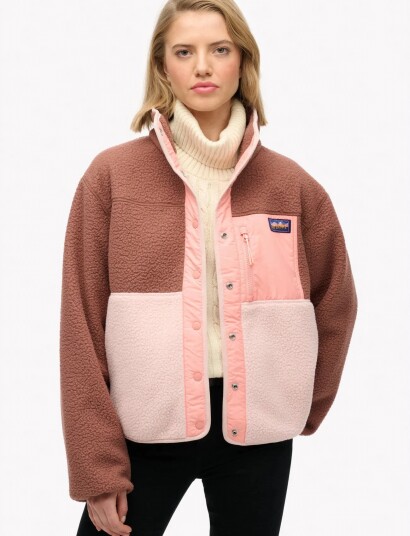 Superdry Colour Block Fleece Jacket Pink 10 Superdry Colour Block Fleece Jacket Pink 10