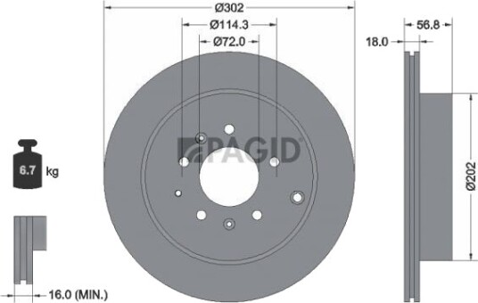 PAGID 54809NC Bremseskive PAGID 54809NC Bremseskive
