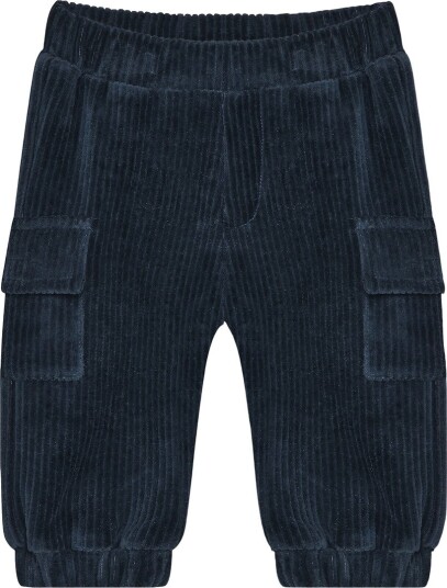 Minymo Velourbukser Midnight Navy 86 for Barn med Ribbing og Lommer