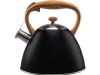 Vilde Black kettle with brown handle, whistle, automat, GAS, INDUCTION, 3L