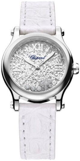 Chopard Dameklokke 278573 3022 Happy Sport Sølvfarget/Lær Ø30 mm