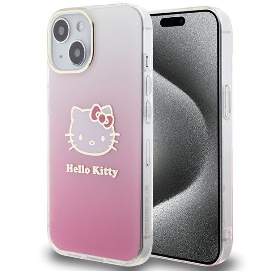 Hello Kitty Mobildeksel iML Gradient Electrop Kitty Head for iPhone 15 Rosa