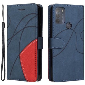 Bi-Color Series Motorola Moto G50 Lommebok-deksel Blå