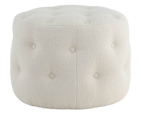 Venture Home Benjamin puff, fotskammel Ø55cm teddystoff hvit. 1045230-02-08 1676992-03-0