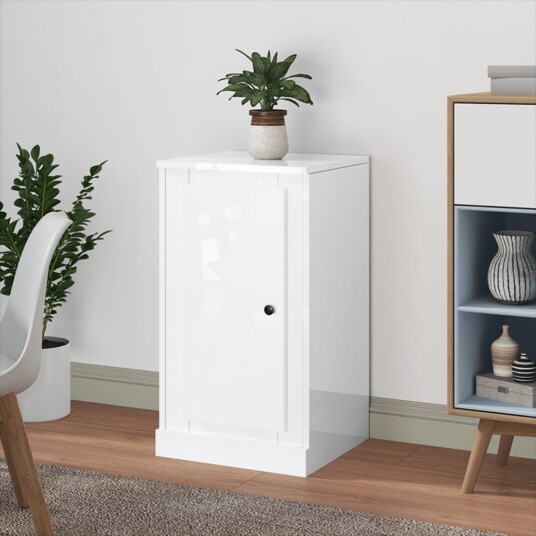 vidaXL Skjenk høyglans hvit 37,5x35,5x67,5 cm konstruert tre